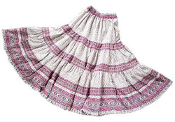 Provence tiered skirt, long (Lourmarin. white x pink) - Click Image to Close